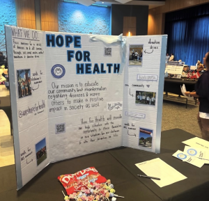 The Hope for Health tri-fold display at Windermere Prep on Club Day during Core, highlighting the club’s mission.Photo courtesy of @wpshopeforhealth on Instagram